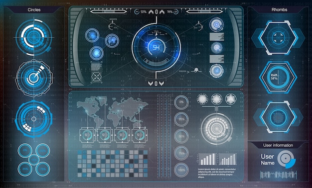 Abstract background with different elements of the hud. hud elements,graph.