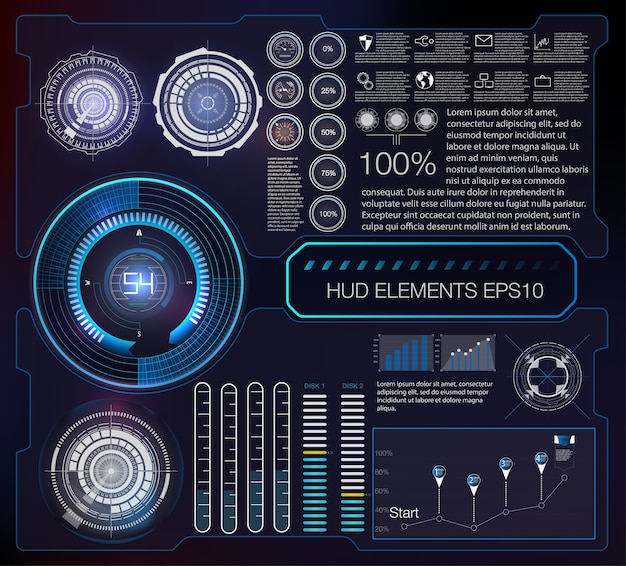 Abstract background with different elements of the hud. hud elements.