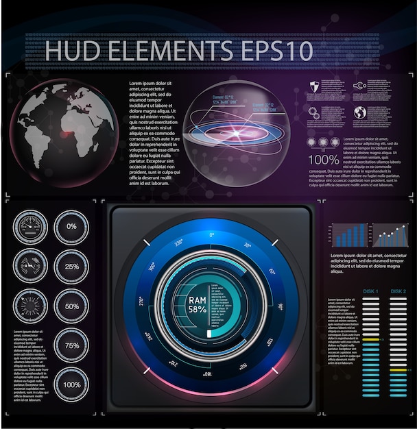 abstract background with different elements of the hud.