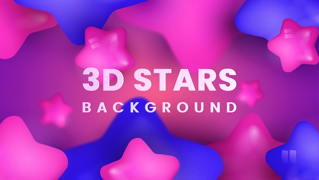 Abstract background with dynamic 3d stars pink stars shiny3d stars blue of glossy stars modern trendy banner design premium vector
