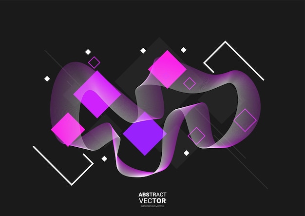 Vector abstract background with dynamic linear waves vector illustration in flat minimalistic style