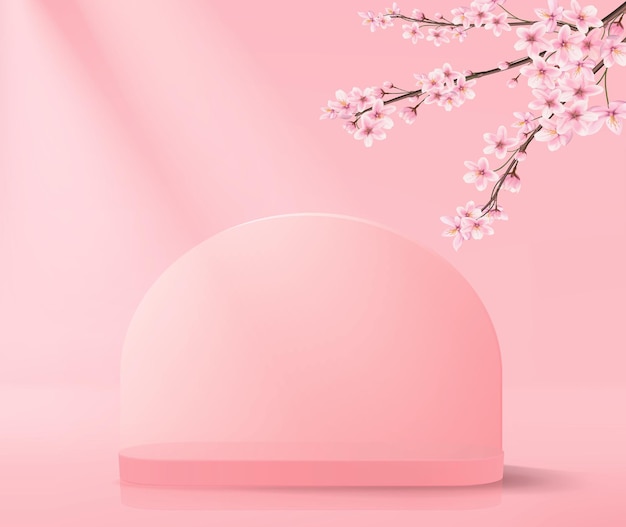 最小限のスタイルでピンクの空の表彰台と抽象的な背景