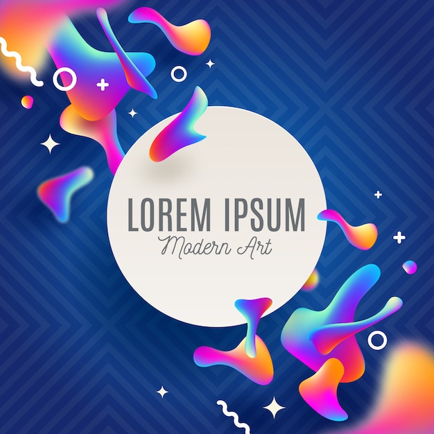 Abstract background with fluid multicolored shapes and banner for text.   for covers, greeting card, poster or flyers.