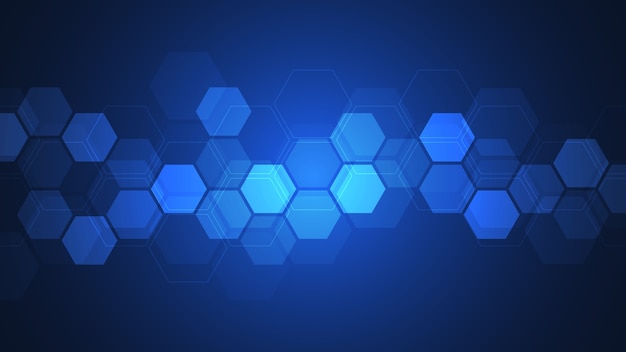 Abstract background with geometric shapes and hexagon. Technology and science concepts