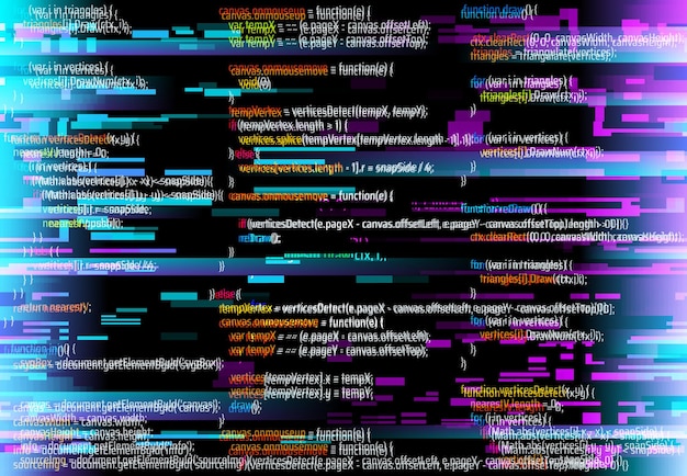 Vettore sfondo astratto con codice programma glitch