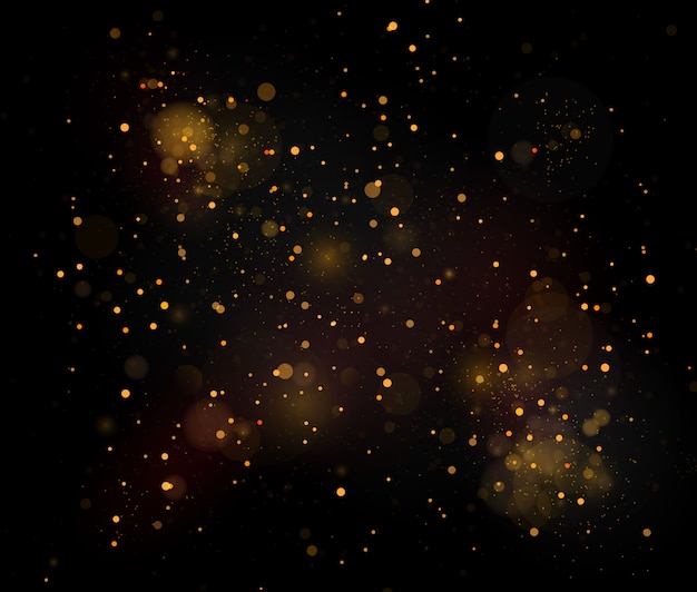 Abstract background with gold bokeh effect, Dust particles.