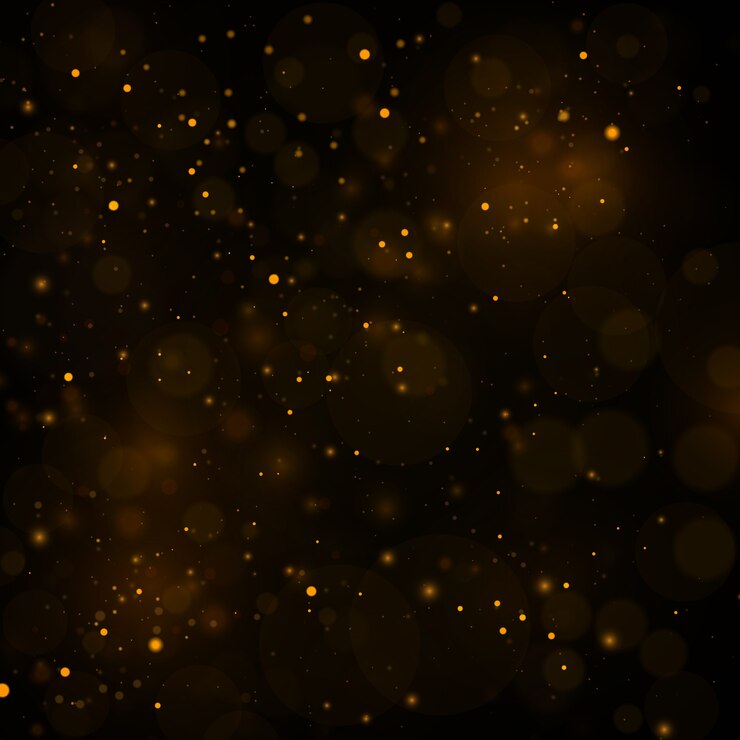 Vector abstract background with gold bokeh effect, dust particles.