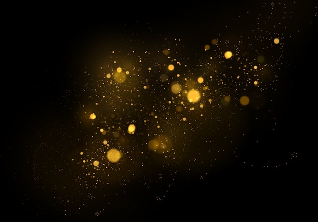 Abstract background with gold bokeh effect, Dust particles.