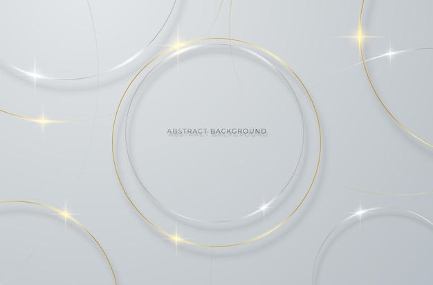 Abstract background with gold and silver circular lines on a gray background