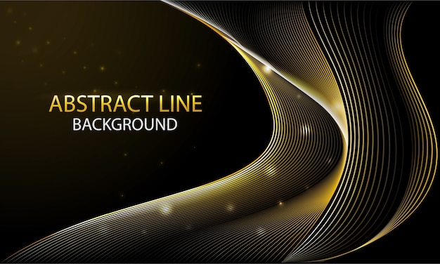 Abstract background with golden dynamic linear waves in dark background