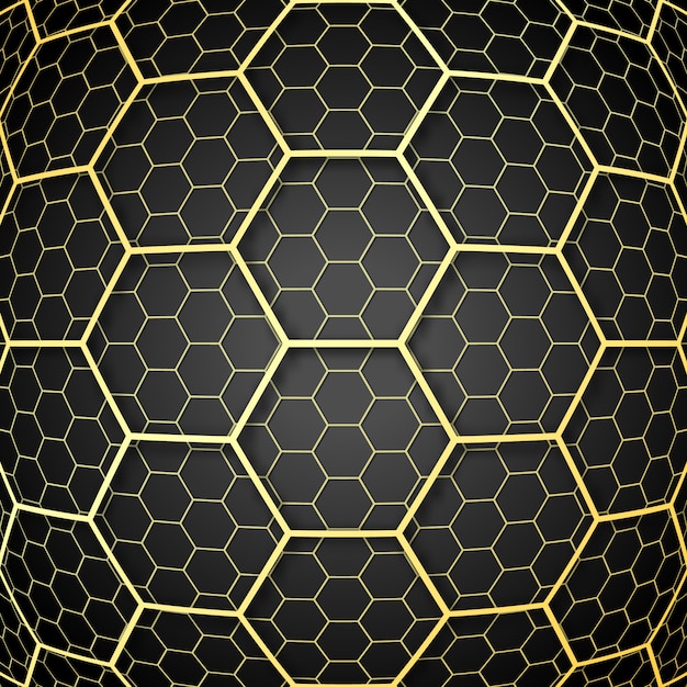 Abstract background with golden honeycomb cells design