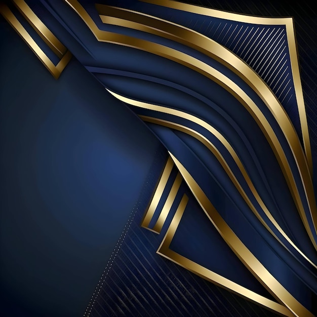 Abstract background with golden and naval blue stripes and triangles