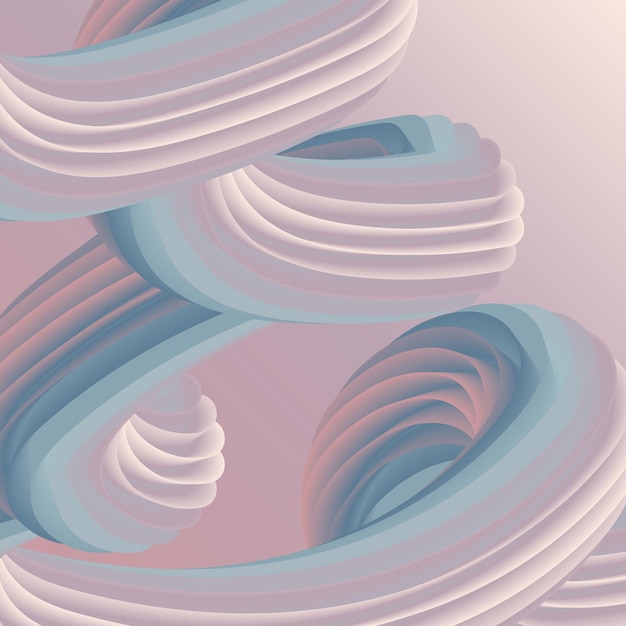 抽象的な背景にグラデーションのツイスト ラインとスパイラル形状ベージュ 3 D 効果流体流れ波ベクトル図
