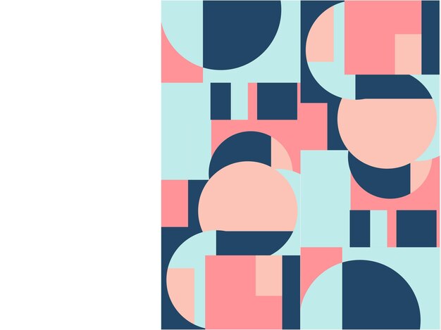 Abstract background with half circle square line dot wave geometric textures, memphis style