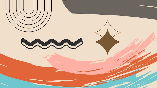 Abstract background with hand drawn waves and star Vector Illustration