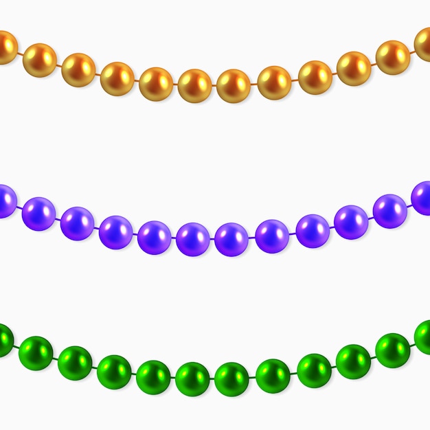 Vector abstract background with hanging garlands purple, gold, green beads