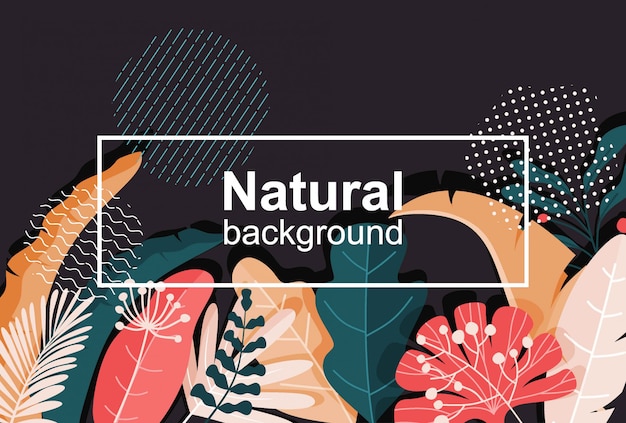 Vector abstract background with leaves - banner template with copy space for text.