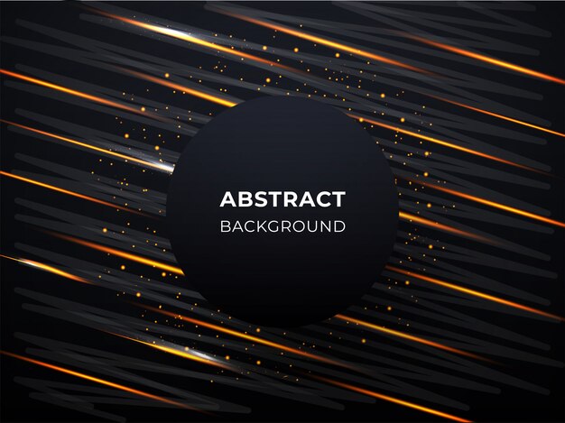 Vector abstract background with light lines and golden particles.