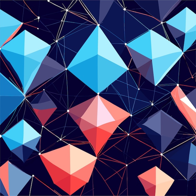 Vector abstract background with low poly design with connecting dots