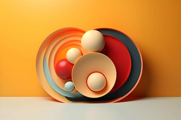 Abstract background with many colorful geometric figures circles and spirals