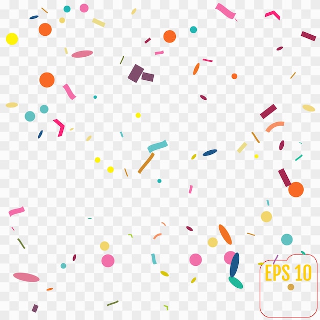 Abstract background with many falling tiny confetti pieces Vector illustration on a transparent background  Memphis concept Colored confetti