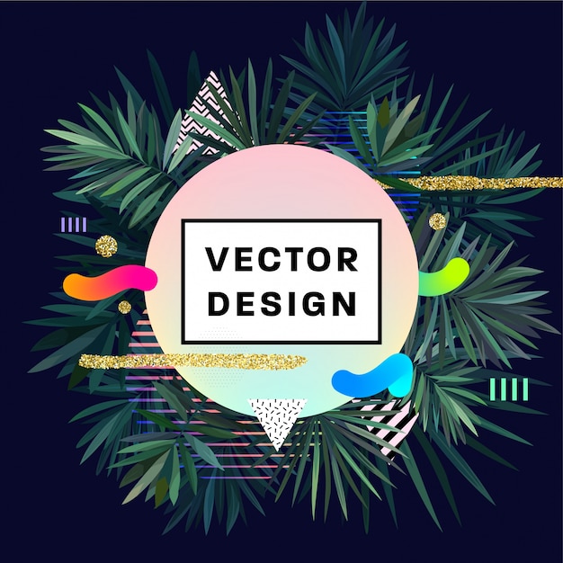 Vector abstract background with palm tree leaves