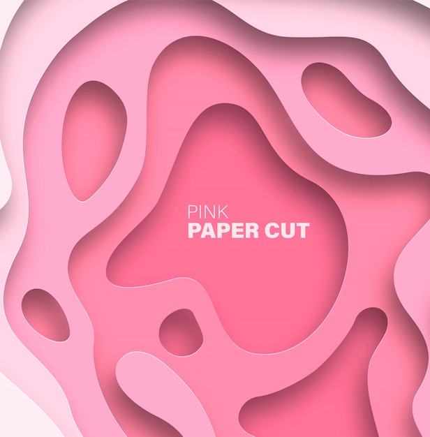 Vector abstract background with paper cut shapes. pink trend color