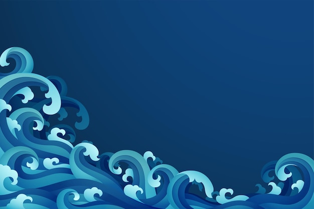 Vector abstract background with papercut style of the rushing wave