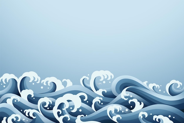 Abstract background with papercut style of rushing wave