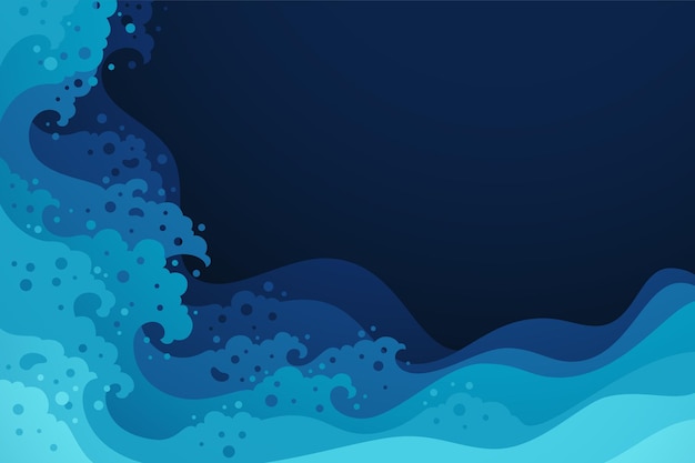 Vector abstract background with papercut style of rushing wave