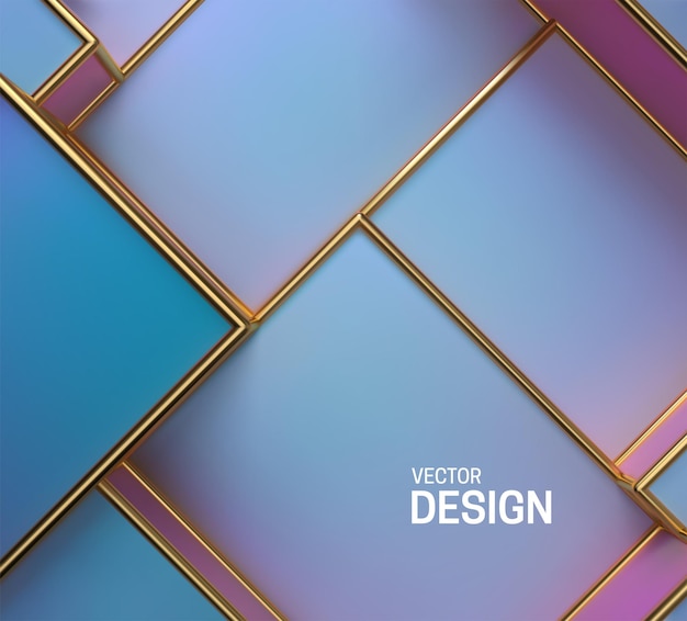 Abstract background with pearlescent boxes and golden frames