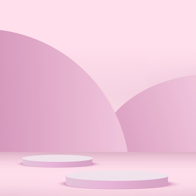 Abstract background with pink color geometric 3d podiums vector