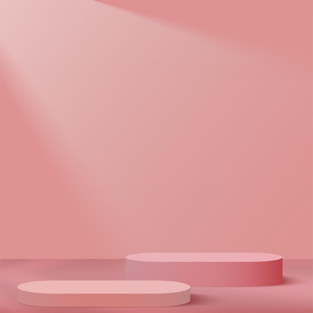 Abstract background with pink color podium for presentation. Vector illustration