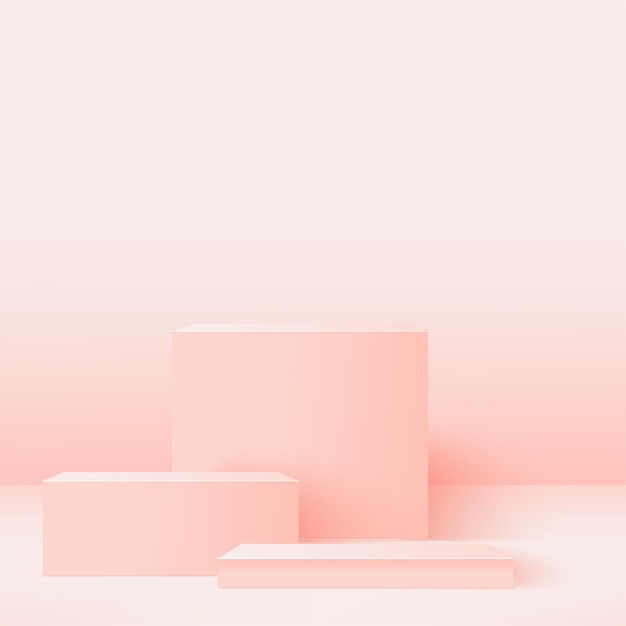 Abstract background with pink geometric  podiums. .