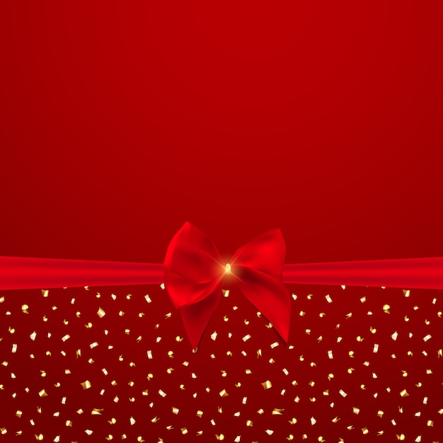 Vector abstract background with red bow and ribbon.