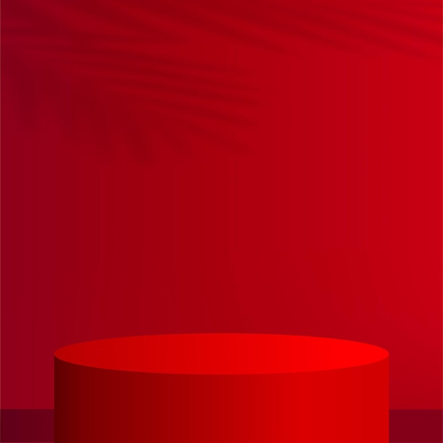 Abstract background with red color geometric 3d podiums. Vector illustration.