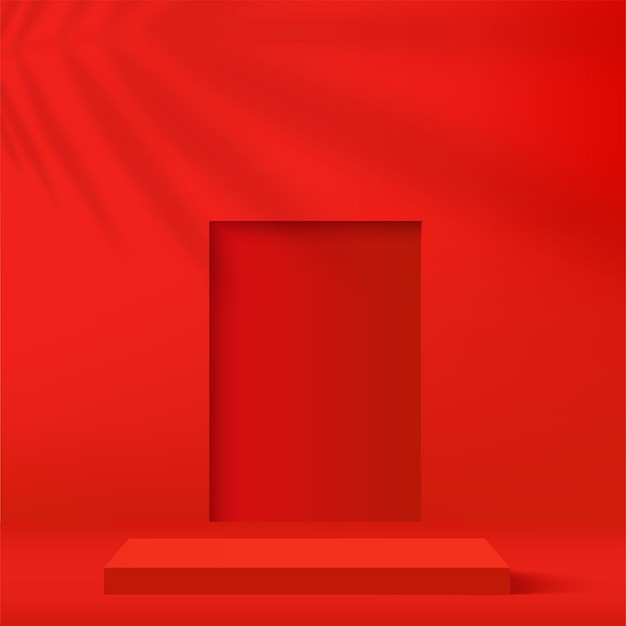 Abstract background with red color podium for presentation Vector