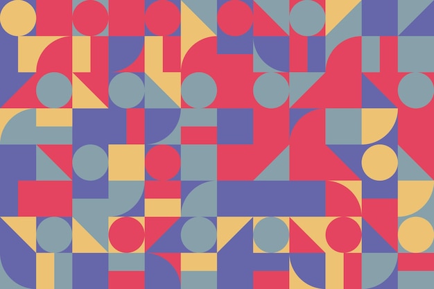abstract background with retro geometric pattern bauhaus pattern with basic shapes in square grid