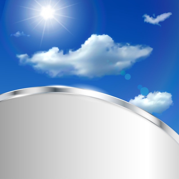 空、雲、太陽、金属ストリップと抽象的な背景