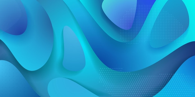 Abstract background with smooth wavy shapes in blue colors