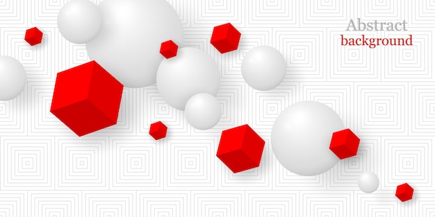 Sfondo astratto con sfere e cubi in stile realistico
