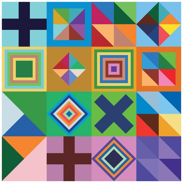 абстрактный фон с квадратами прямоугольниками ромбами и крестами Векторная иллюстрация Дизайн