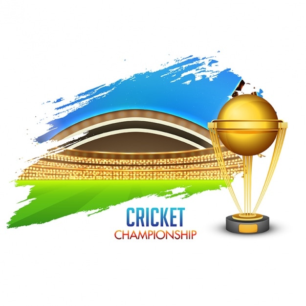 Abstract background with trophy and cricket stadium