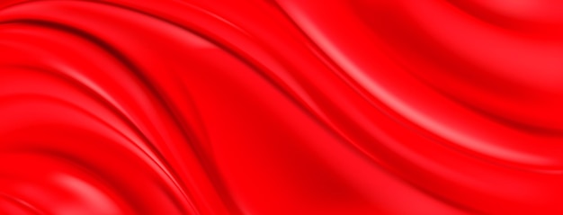 Vector abstract background with wavy folded surface in red colors