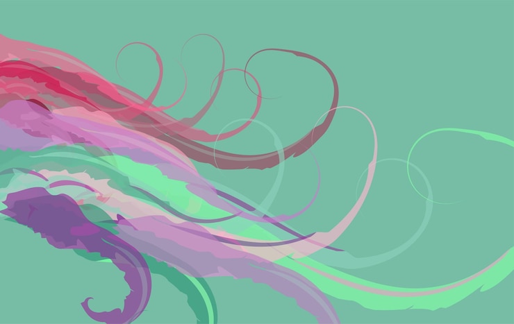 Vector abstract background with wavy lines and curves in pastel colors