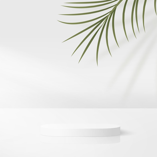 Abstract background with white color geometric 3d podium.