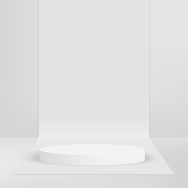 Abstract background with white color geometric 3d podium