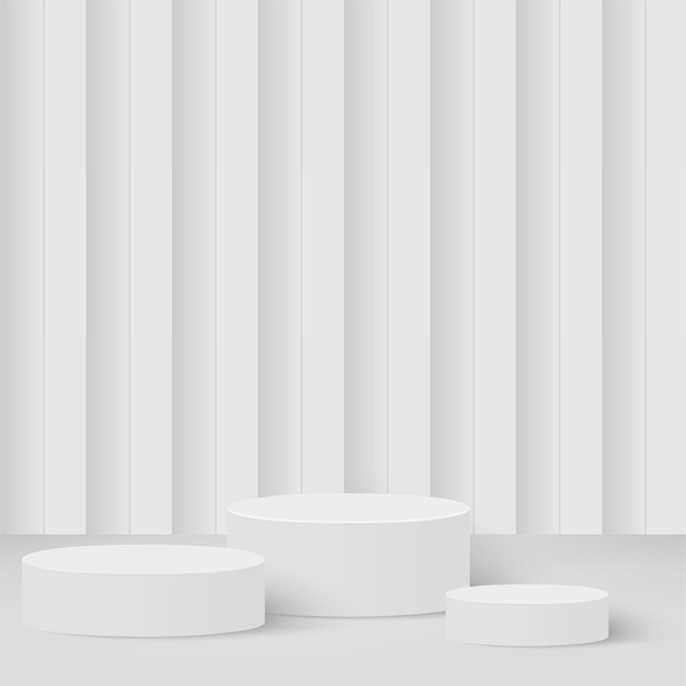 Vector abstract background with white color geometric 3d podiums vector illustration