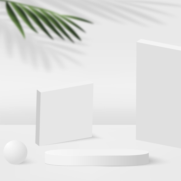 Vector abstract background with white color geometric 3d podiums. vector illustration