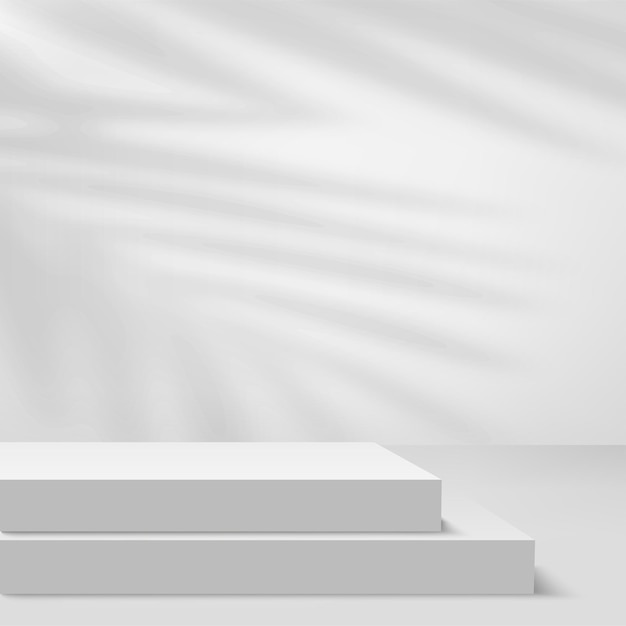 Abstract background with white color geometric 3d podiums. Vector illustration.